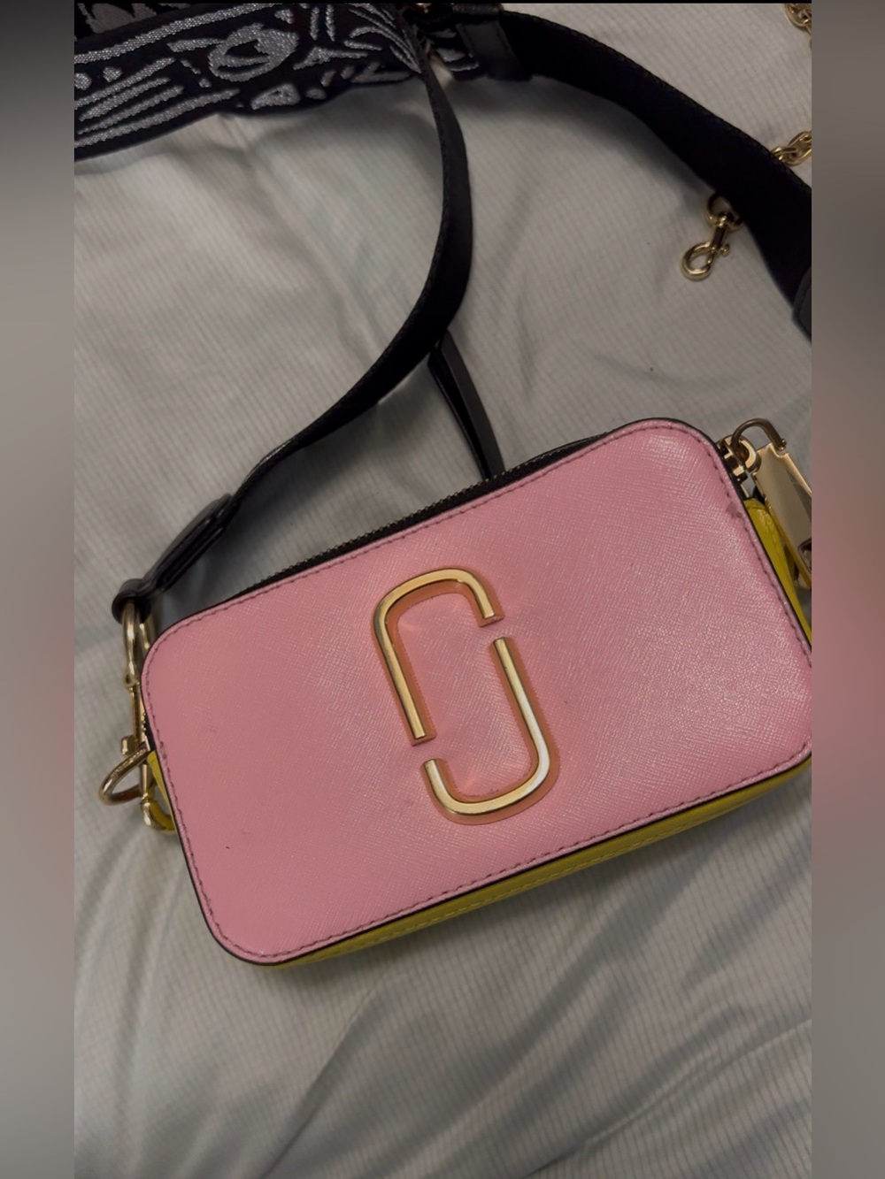 Marc Jacobs Pink and Yellow Snapshot Crossbody